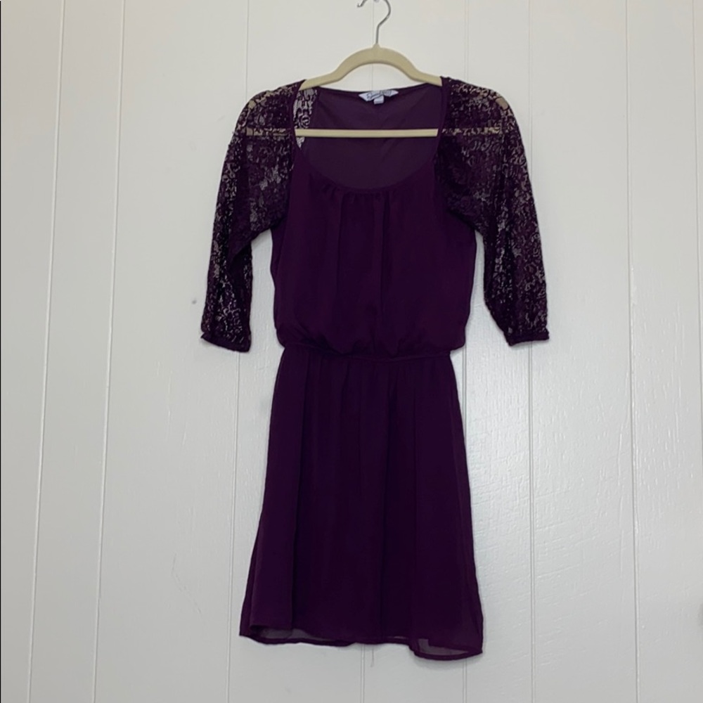 Speechless Plum Lace-Sleeved Dress